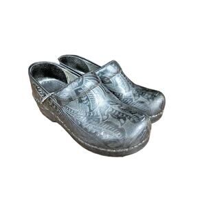 Dansko Tooled Women's Clogs Black Shoes Size 37 EU 6.5 US